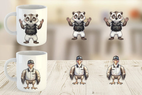 Mug Wrap Snarky Baseball Catcher Watercolor Sublimation artnoy 