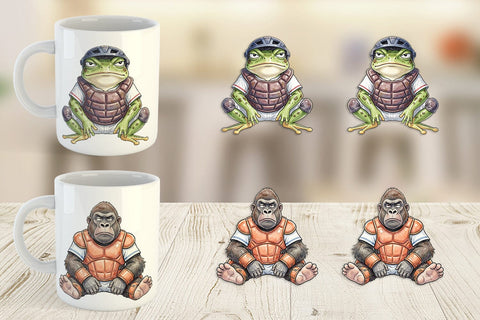 Mug Wrap Snarky Baseball Catcher Watercolor Sublimation artnoy 