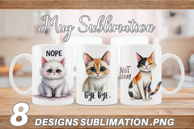Mug Wrap Snarky Felines Watercolor Sublimation artnoy 