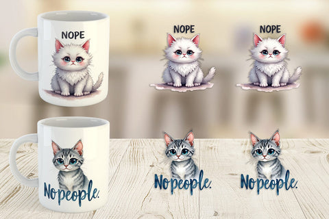 Mug Wrap Snarky Felines Watercolor Sublimation artnoy 