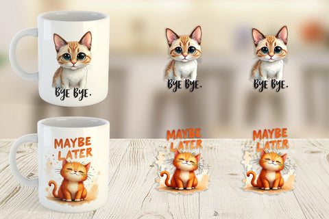 Mug Wrap Snarky Felines Watercolor Sublimation artnoy 