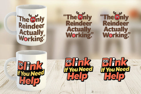 Mug Wrap Snarky Reindeer Holiday Sublimation artnoy 