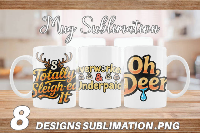 Mug Wrap Snarky Reindeer Holiday Sublimation artnoy 