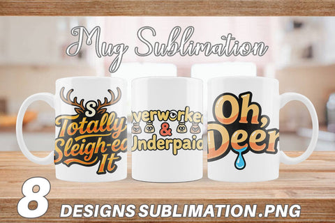 Mug Wrap Snarky Reindeer Holiday Sublimation artnoy 