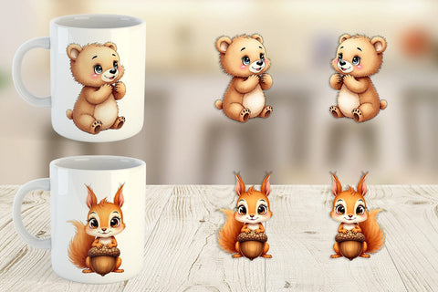 Mug Wrap Snow Buddies Watercolor Sublimation artnoy 