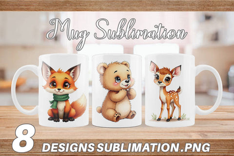 Mug Wrap Snow Buddies Watercolor Sublimation artnoy 