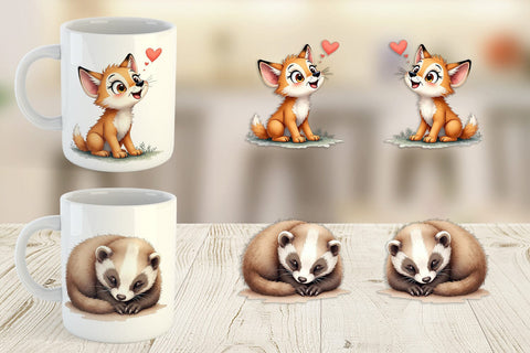 Mug Wrap Snow Buddies Watercolor Sublimation artnoy 