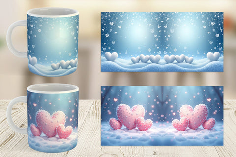 Mug Wrap Snow Hearts Sublimation artnoy 