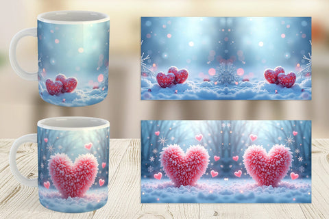Mug Wrap Snow Hearts Sublimation artnoy 