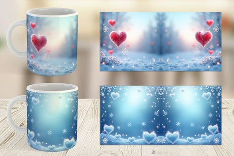 Mug Wrap Snow Hearts Sublimation artnoy 