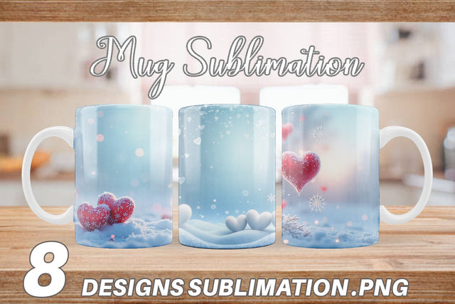 Mug Wrap Snow Hearts Sublimation artnoy 