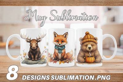 Mug Wrap Snuggly Fall Critters Sublimation artnoy 