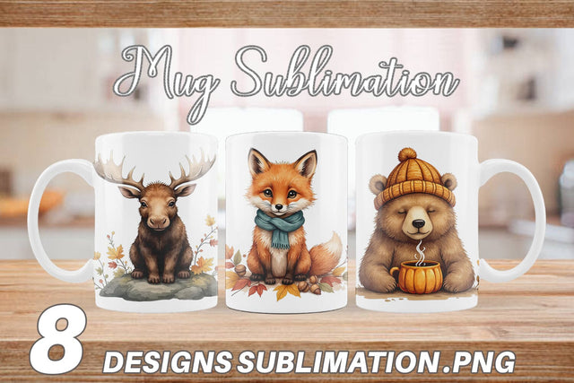 Mug Wrap Snuggly Fall Critters Sublimation artnoy 
