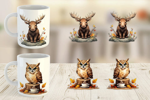 Mug Wrap Snuggly Fall Critters Sublimation artnoy 