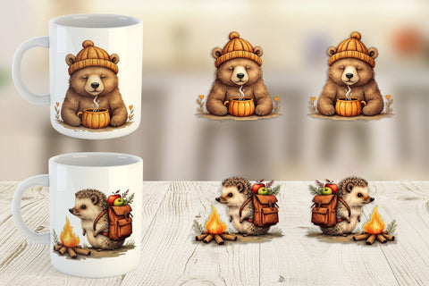 Mug Wrap Snuggly Fall Critters Sublimation artnoy 