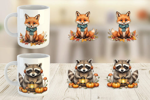 Mug Wrap Snuggly Fall Critters Sublimation artnoy 