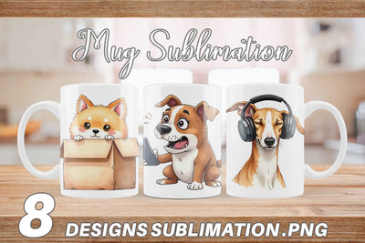 Mug Wrap Socially Awkward Pups Sarcastic Watercolor Sublimation artnoy 