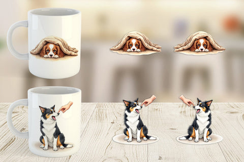 Mug Wrap Socially Awkward Pups Sarcastic Watercolor Sublimation artnoy 