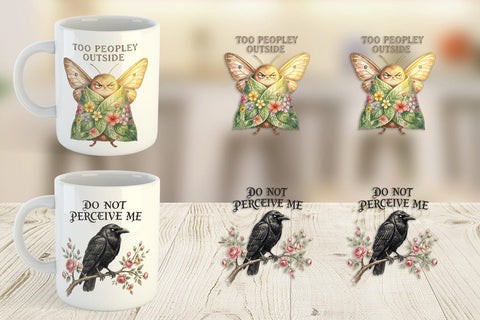 Mug Wrap Socially Exhausted Introvert Botanicals Sublimation artnoy 