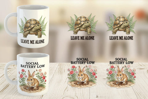 Mug Wrap Socially Exhausted Introvert Botanicals Sublimation artnoy 