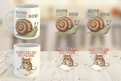 Mug Wrap Socially Exhausted Introvert Botanicals Sublimation artnoy 