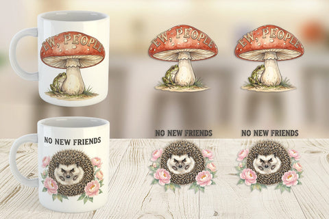 Mug Wrap Socially Exhausted Introvert Botanicals Sublimation artnoy 