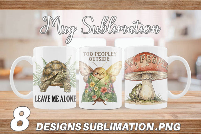Mug Wrap Socially Exhausted Introvert Botanicals Sublimation artnoy 