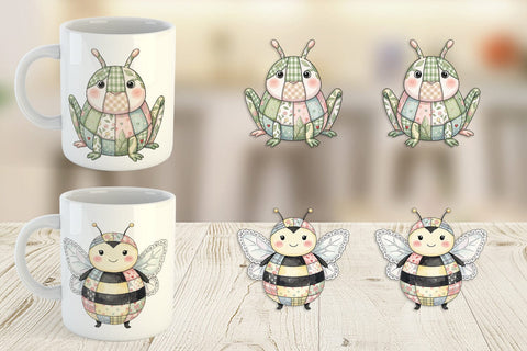 Mug Wrap Soft Garden Patchwork Watercolor Sublimation artnoy 