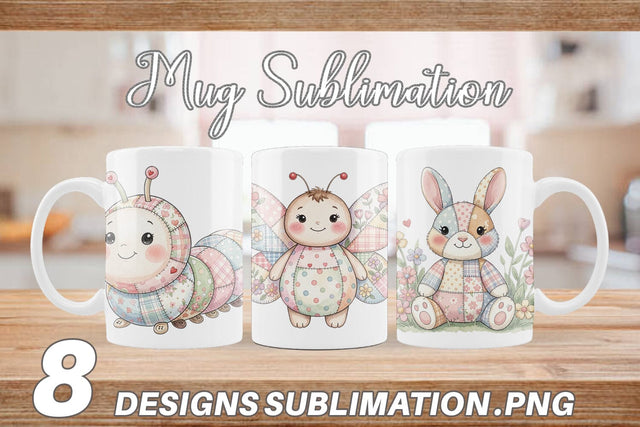 Mug Wrap Soft Garden Patchwork Watercolor Sublimation artnoy 