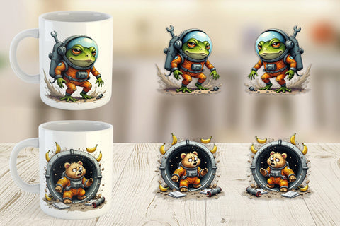 Mug Wrap Space Chaos Critter Sublimation artnoy 
