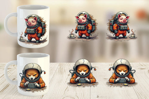 Mug Wrap Space Chaos Critter Sublimation artnoy 