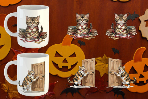 Mug Wrap Spiteful Cat Dark Academia Watercolor Sublimation artnoy 