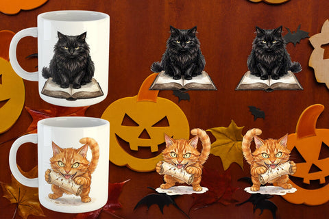 Mug Wrap Spiteful Cat Dark Academia Watercolor Sublimation artnoy 