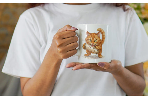 Mug Wrap Spiteful Cat Dark Academia Watercolor Sublimation artnoy 