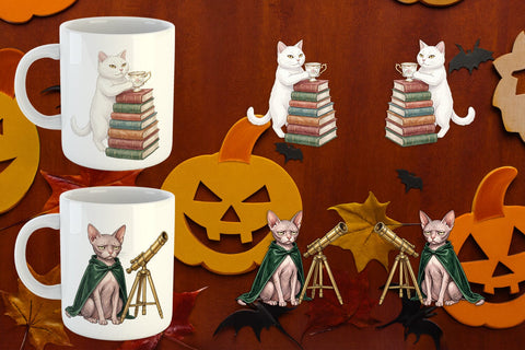 Mug Wrap Spiteful Cat Dark Academia Watercolor Sublimation artnoy 