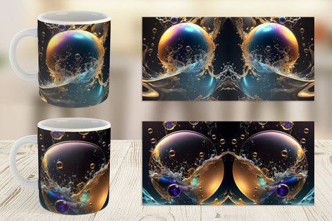 Mug Wrap Splashing Bubbles Sublimation artnoy 