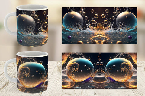 Mug Wrap Splashing Bubbles Sublimation artnoy 