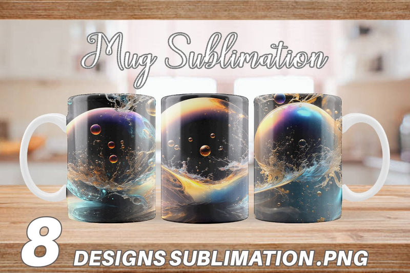 Mug Wrap Splashing Bubbles Sublimation artnoy 