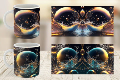 Mug Wrap Splashing Bubbles Sublimation artnoy 