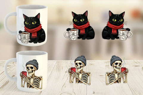 Mug Wrap Spooky Coffee Sips Sublimation artnoy 