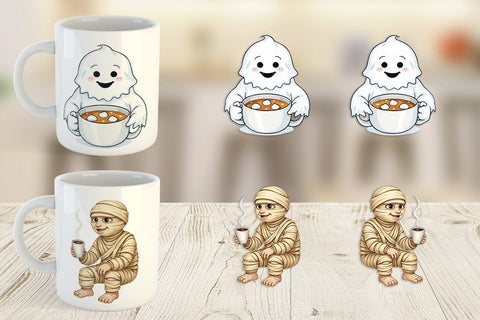 Mug Wrap Spooky Coffee Sips Sublimation artnoy 
