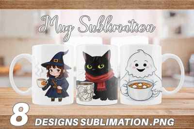 Mug Wrap Spooky Coffee Sips Sublimation artnoy 