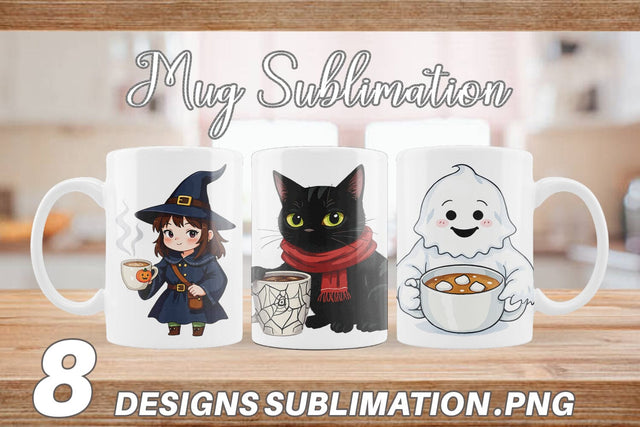 Mug Wrap Spooky Coffee Sips Sublimation artnoy 