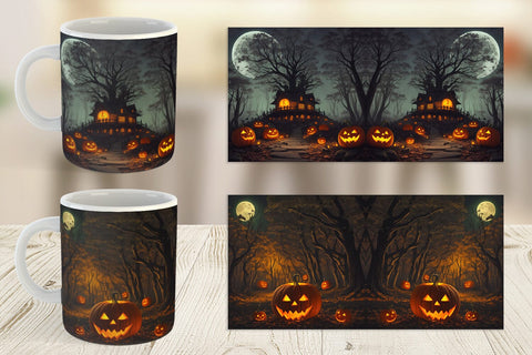 Mug Wrap Spooky Forest Halloween Sublimation artnoy 