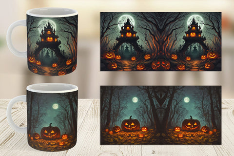 Mug Wrap Spooky Forest Halloween Sublimation artnoy 