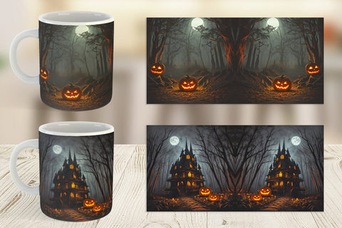 Mug Wrap Spooky Forest Halloween Sublimation artnoy 