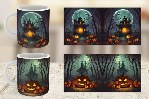 Mug Wrap Spooky Forest Halloween Sublimation artnoy 