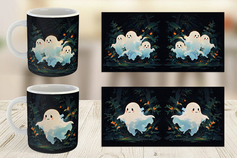Mug Wrap Spooky Halloween Ghosts Sublimation artnoy 