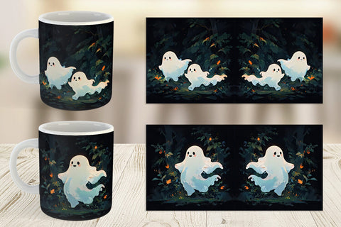 Mug Wrap Spooky Halloween Ghosts Sublimation artnoy 
