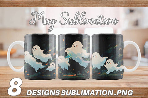 Mug Wrap Spooky Halloween Ghosts Sublimation artnoy 